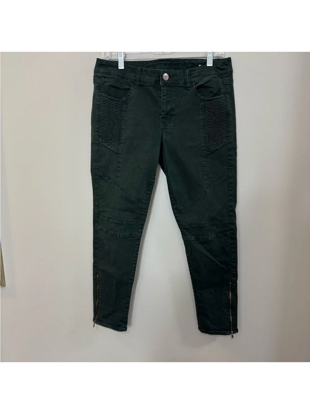 Women's American Eagle Moto Skinny Ankle Zip Mid Rise Skinny Pants. Size 10 S